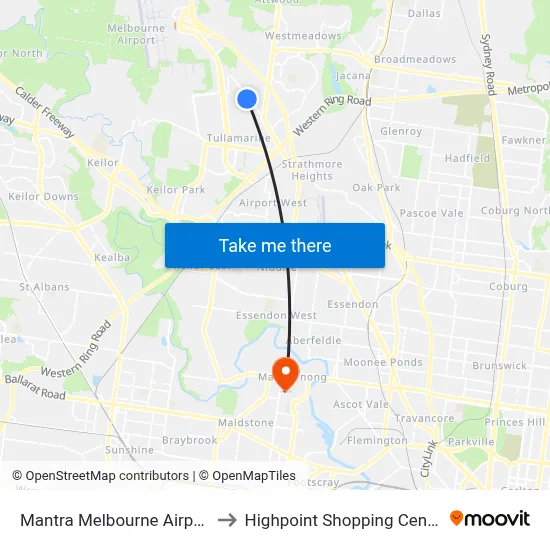 Mantra Melbourne Airport to Highpoint Shopping Centre map