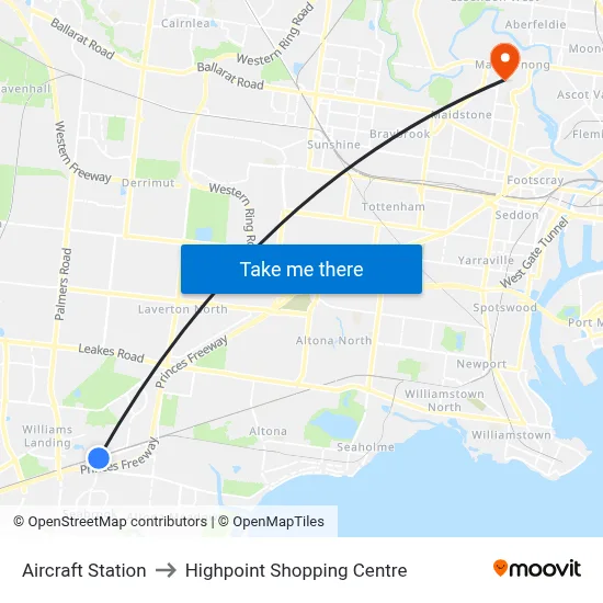 Aircraft Station to Highpoint Shopping Centre map
