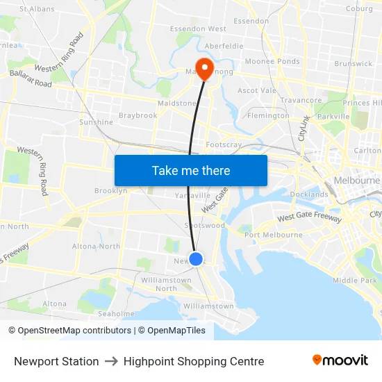 Newport Station to Highpoint Shopping Centre map