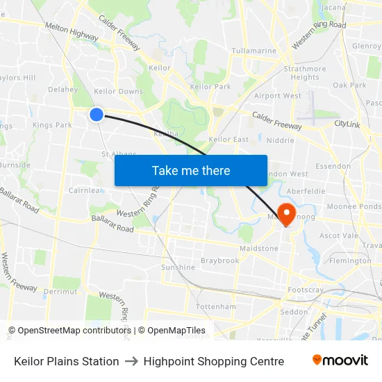 Keilor Plains Station to Highpoint Shopping Centre map