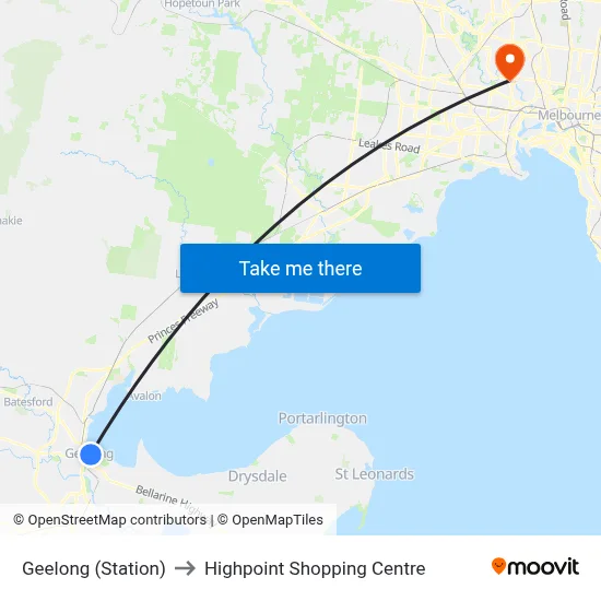 Geelong (Station) to Highpoint Shopping Centre map
