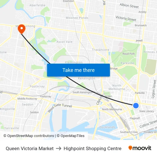 Queen Victoria Market to Highpoint Shopping Centre map