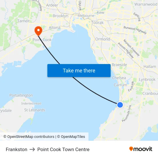 Frankston to Point Cook Town Centre map