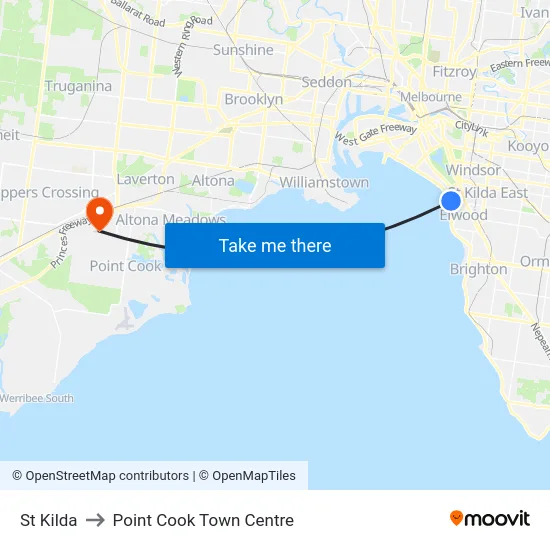 St Kilda to Point Cook Town Centre map