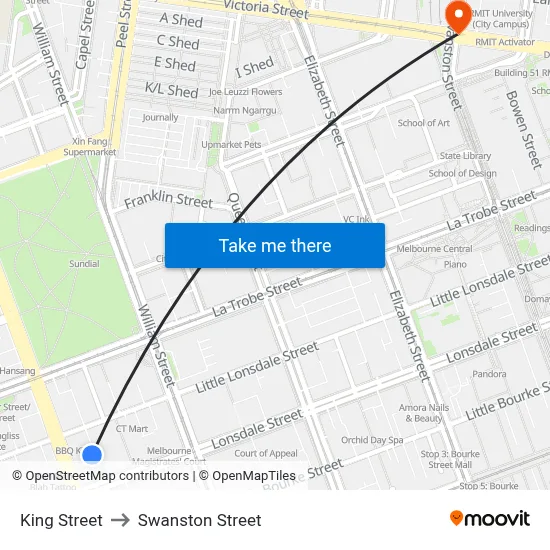 King Street to Swanston Street map