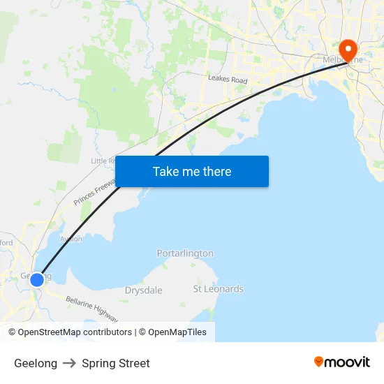 Geelong to Spring Street map
