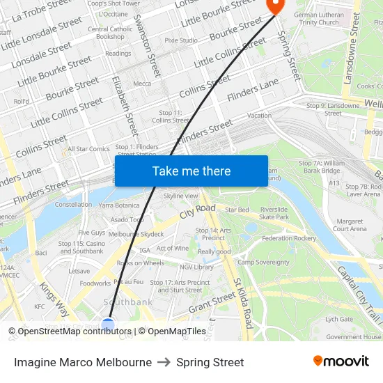 Imagine Marco Melbourne to Spring Street map
