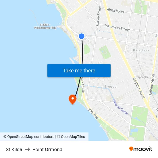 St Kilda to Point Ormond map