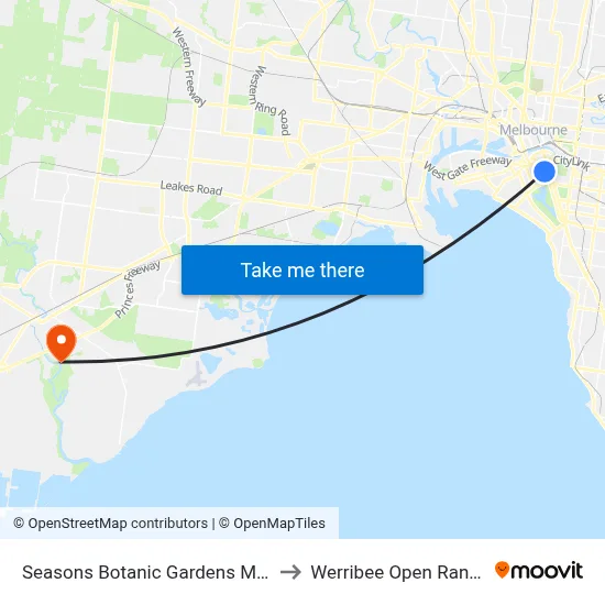 Seasons Botanic Gardens Melbourne to Werribee Open Range Zoo map