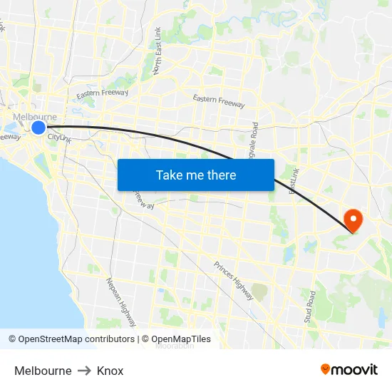 Melbourne to Knox map