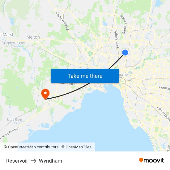 Reservoir to Wyndham map