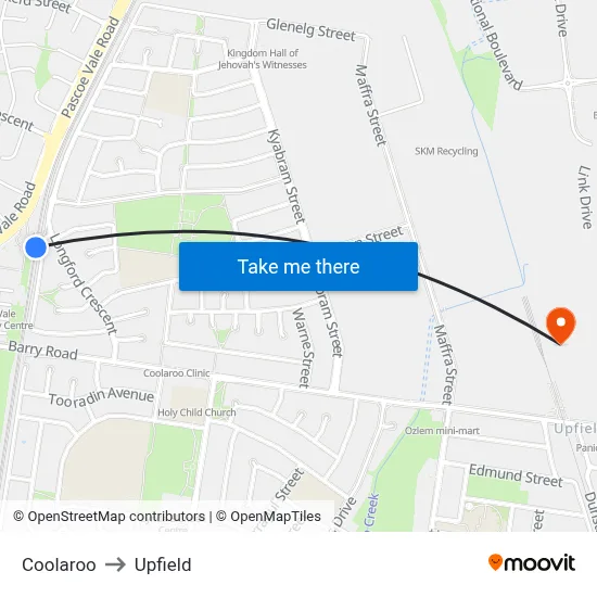 Coolaroo to Upfield map