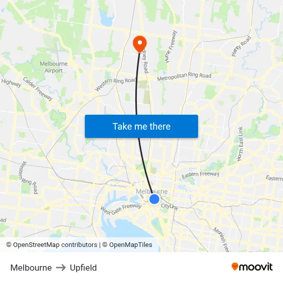 Melbourne to Upfield map