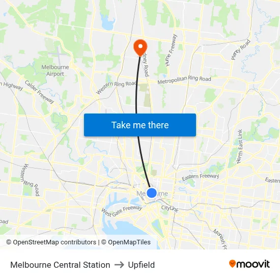 Melbourne Central Station to Upfield map