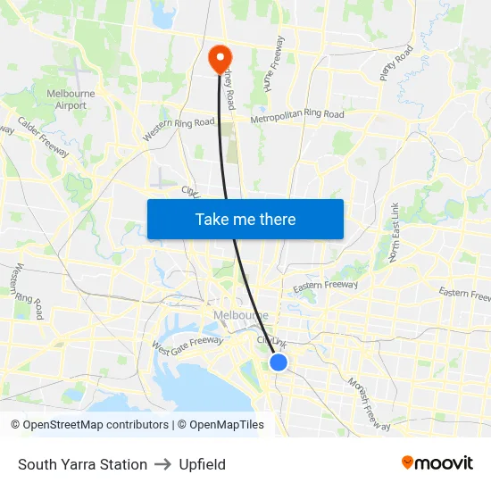 South Yarra Station to Upfield map