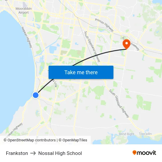 Frankston to Nossal High School map