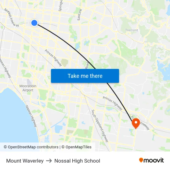 Mount Waverley to Nossal High School map