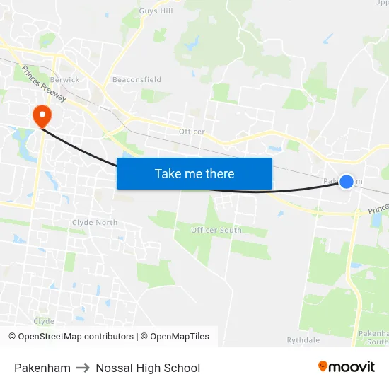 Pakenham to Nossal High School map