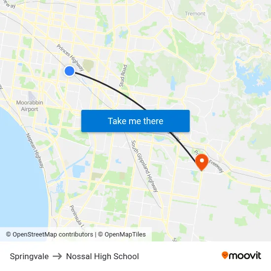 Springvale to Nossal High School map