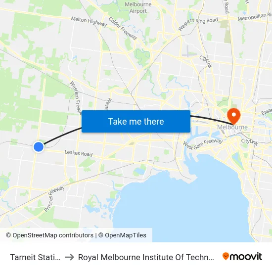 Tarneit Station to Royal Melbourne Institute Of Technology map