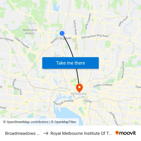 Broadmeadows Station to Royal Melbourne Institute Of Technology map