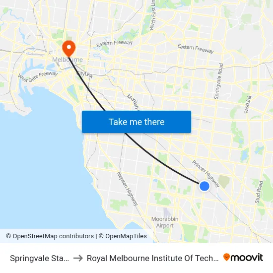 Springvale Station to Royal Melbourne Institute Of Technology map