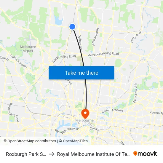 Roxburgh Park Station to Royal Melbourne Institute Of Technology map