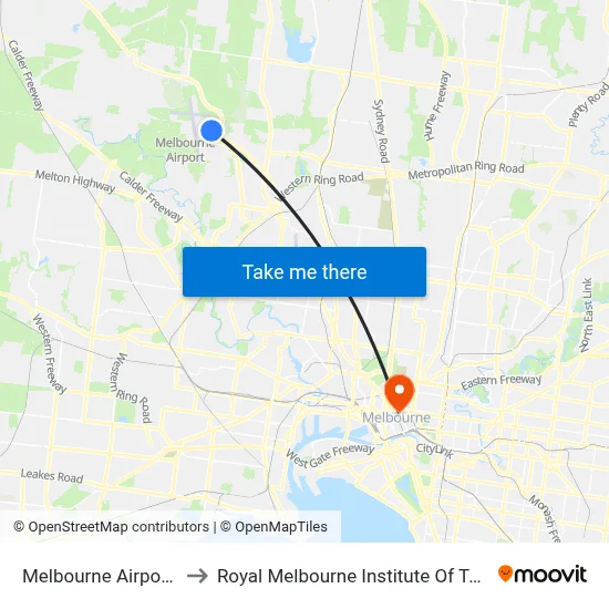 Melbourne Airport MEL to Royal Melbourne Institute Of Technology map