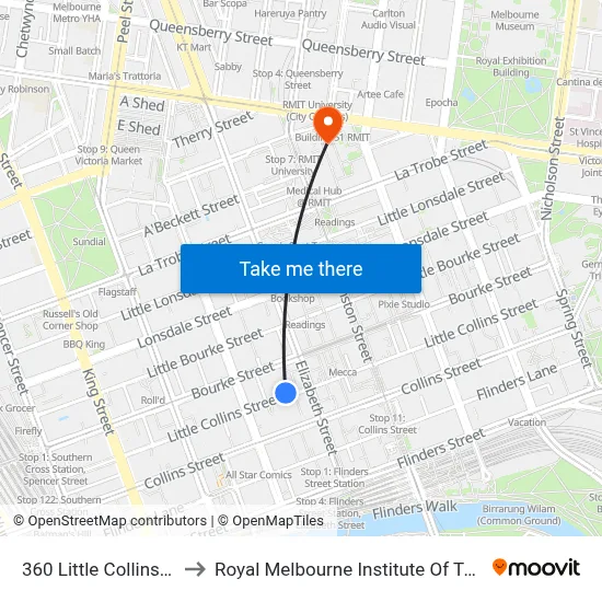 360 Little Collins Street to Royal Melbourne Institute Of Technology map
