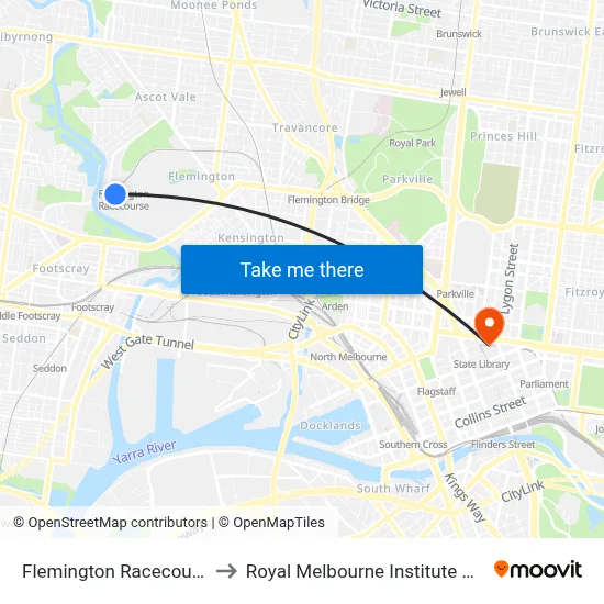 Flemington Racecourse Station to Royal Melbourne Institute Of Technology map