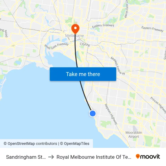 Sandringham Station to Royal Melbourne Institute Of Technology map