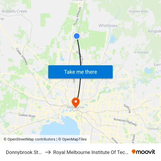 Donnybrook Station to Royal Melbourne Institute Of Technology map