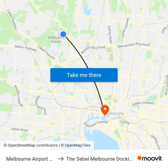 Melbourne Airport MEL to The Sebel Melbourne Docklands map
