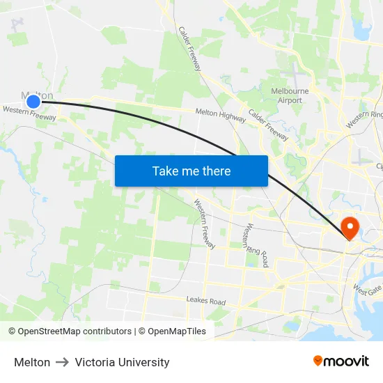 Melton to Victoria University map