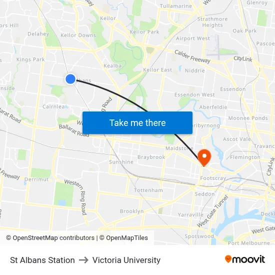 St Albans Station to Victoria University map
