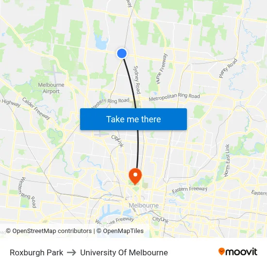 Roxburgh Park to University Of Melbourne map