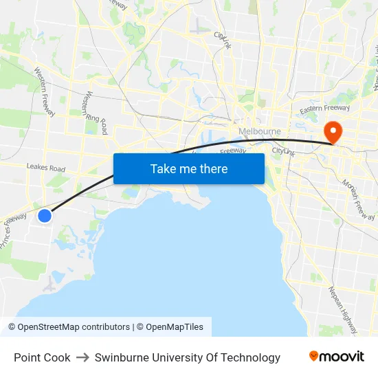 Point Cook to Swinburne University Of Technology map