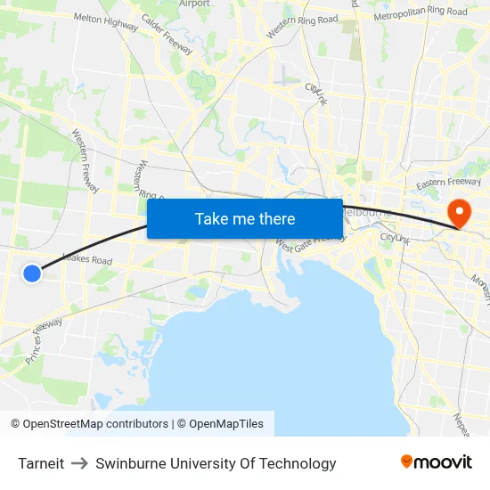 Tarneit to Swinburne University Of Technology map