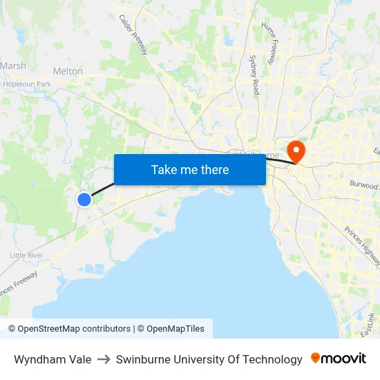 Wyndham Vale to Swinburne University Of Technology map