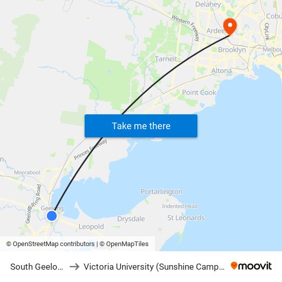 South Geelong to Victoria University (Sunshine Campus) map