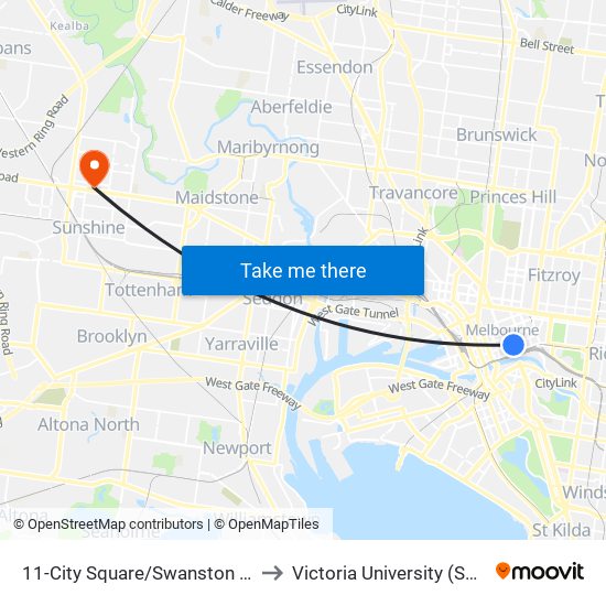 11-City Square/Swanston St (Melbourne City) to Victoria University (Sunshine Campus) map