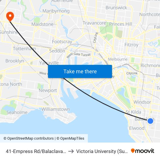 41-Empress Rd/Balaclava Rd (St Kilda East) to Victoria University (Sunshine Campus) map