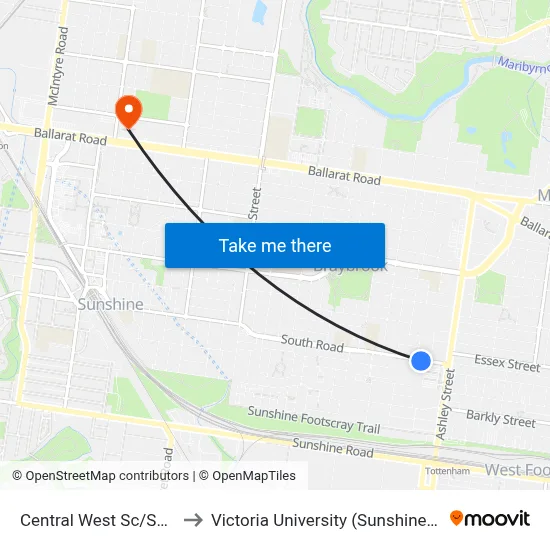 Central West Sc/South Rd to Victoria University (Sunshine Campus) map