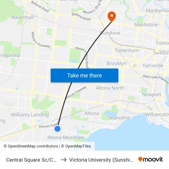 Central Square Sc/Central Ave to Victoria University (Sunshine Campus) map