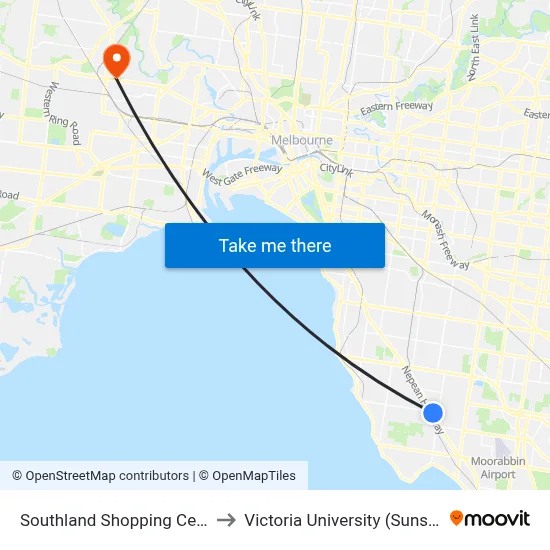 Southland Shopping Centre/Karen St to Victoria University (Sunshine Campus) map