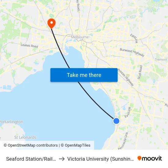 Seaford Station/Railway Pde to Victoria University (Sunshine Campus) map