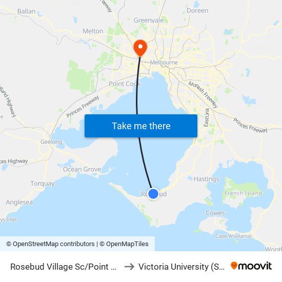 Rosebud Village Sc/Point Nepean Rd (Rosebud) to Victoria University (Sunshine Campus) map