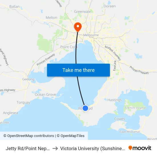 Jetty Rd/Point Nepean Rd to Victoria University (Sunshine Campus) map