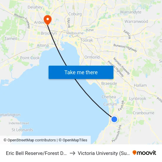 Eric Bell Reserve/Forest Dr to Victoria University (Sunshine Campus) map