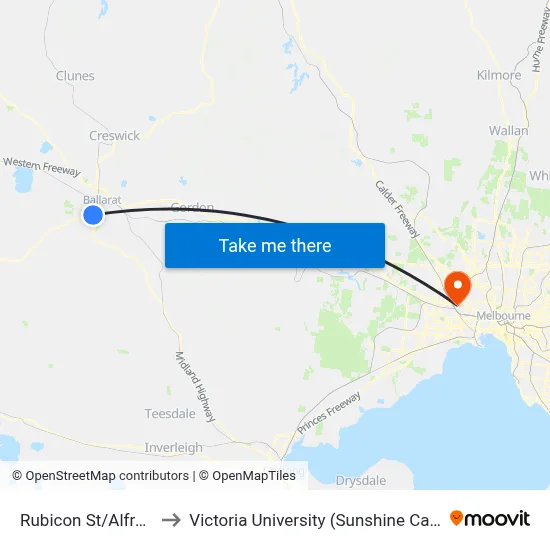 Rubicon St/Alfred St to Victoria University (Sunshine Campus) map
